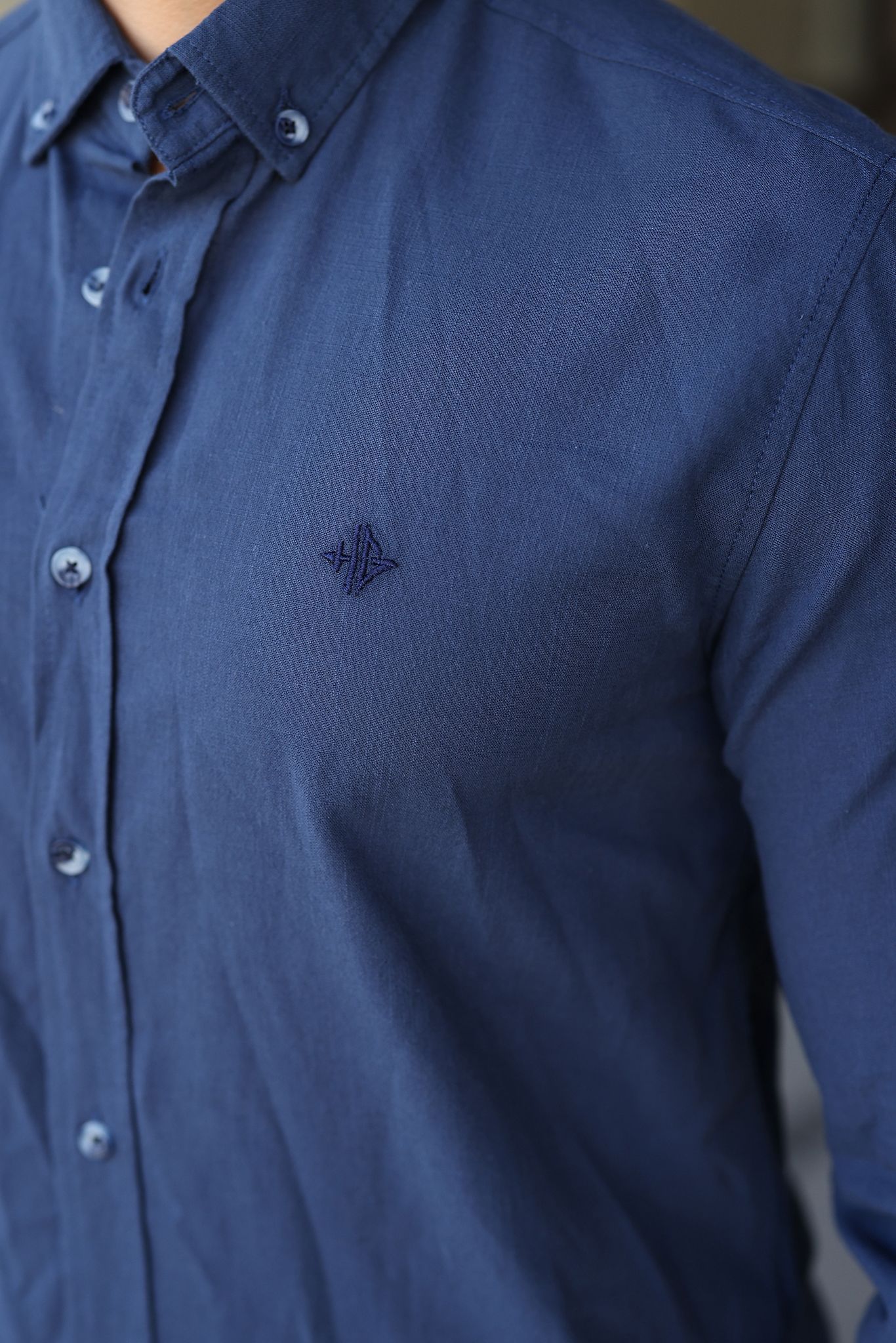Müslin Keten Slim Fit Gömlek - Krem